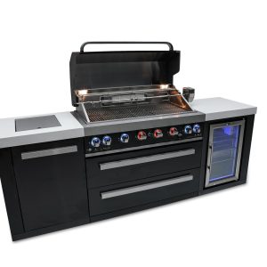 MONT ALPI 805 BLACK STAINLESS STEEL ISLAND WITH A FRIDGE CABINET